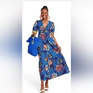 Tabitha Brown for Target Floral Blue Maxi Dress Size 4